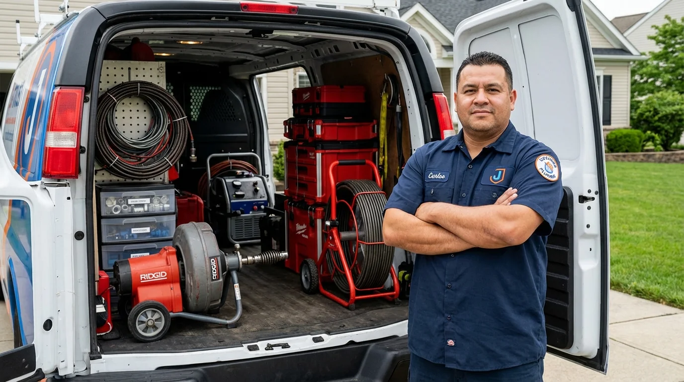 Professional drain cleaning equipment and Johns Plumbing LLC plumber in Harrisville