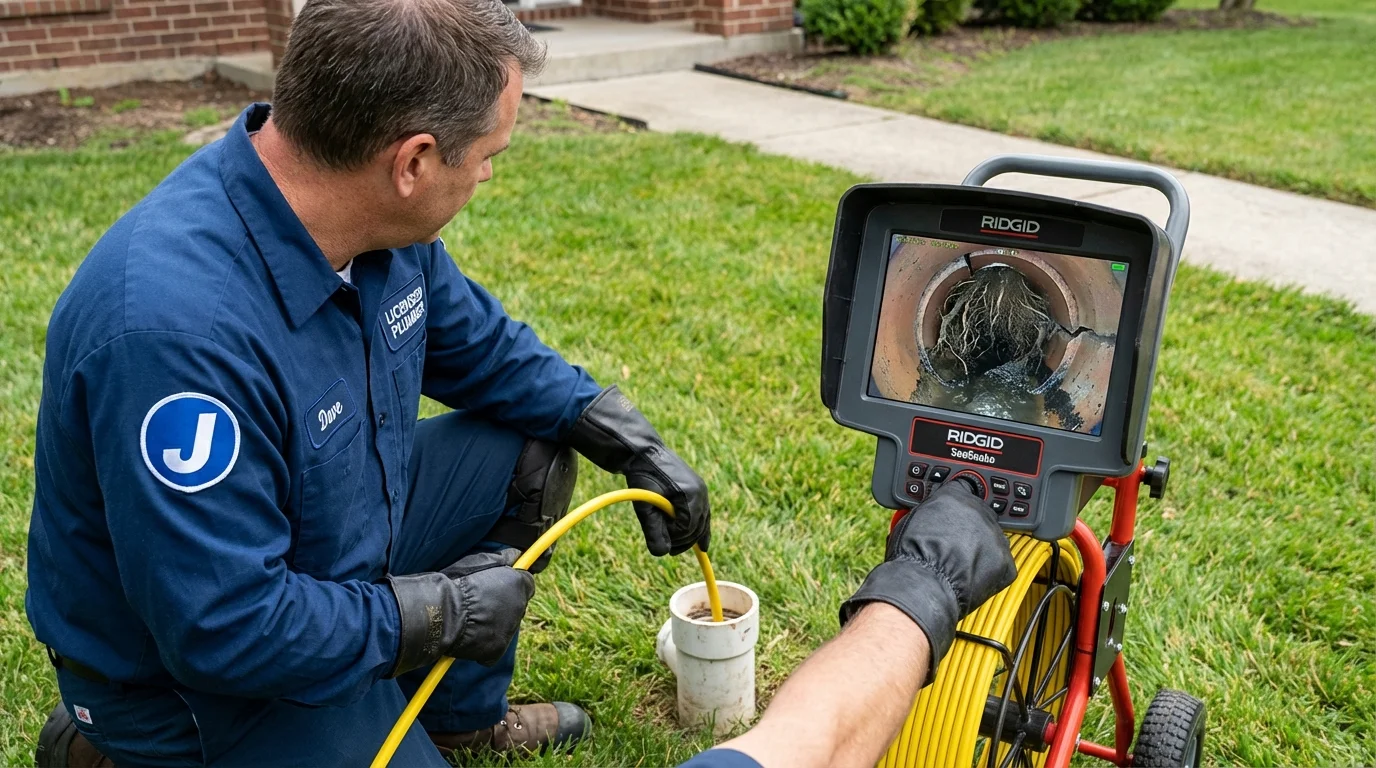 Sewer camera inspection being performed by Johns Plumbing LLC in Harrisville