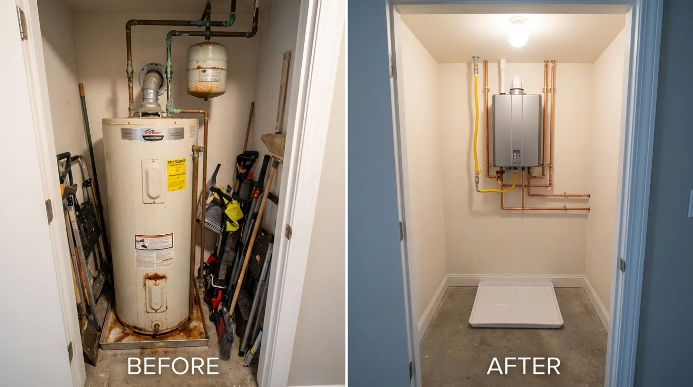 Tank water heater versus wall-mounted tankless unit comparison for Harrisville, WV homeowners